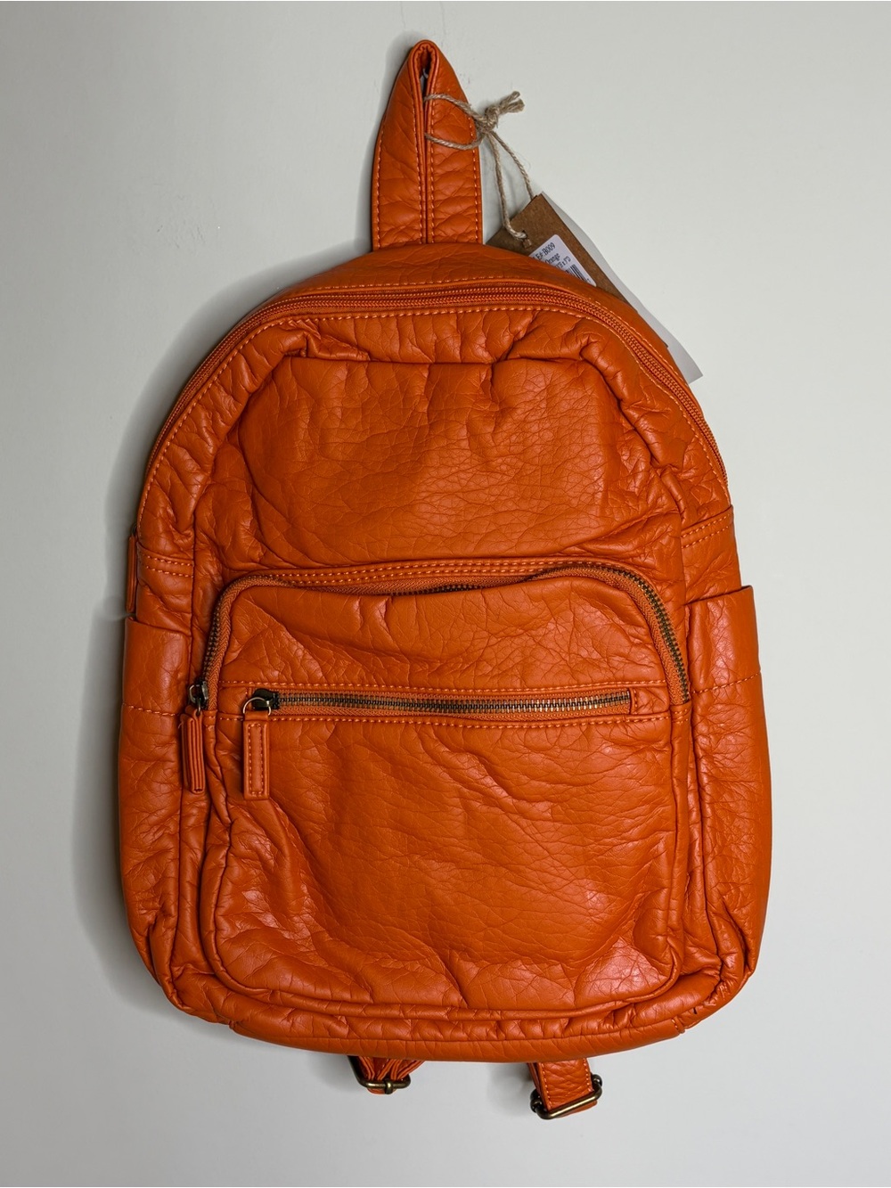 Vegan Leather Orange Backpack by Ampere Creations